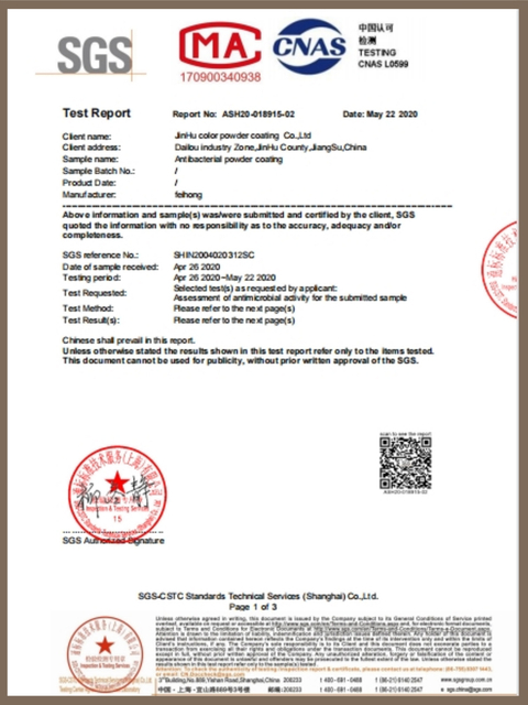 certificate of Antibacterial test report